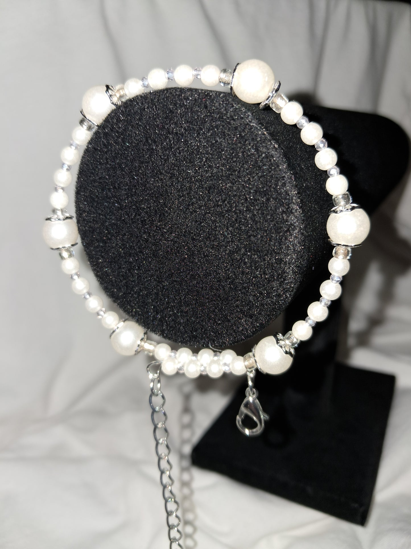 Pearl Oasis Bracelet, Stainless Steel Memory Wire, Faux Pearls