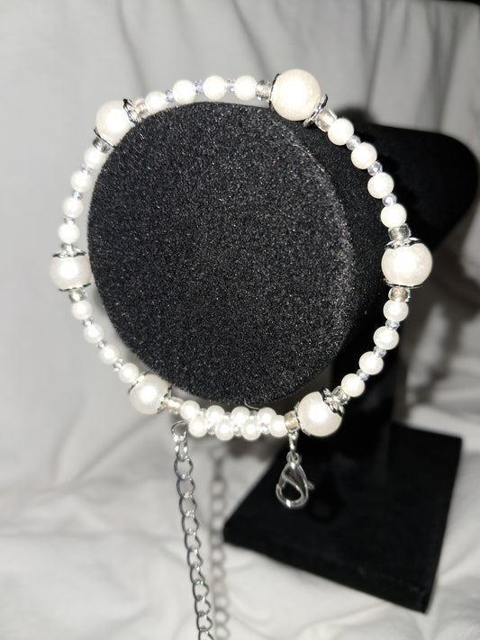 Pearl Oasis Bracelet, Stainless Steel Memory Wire, Faux Pearls