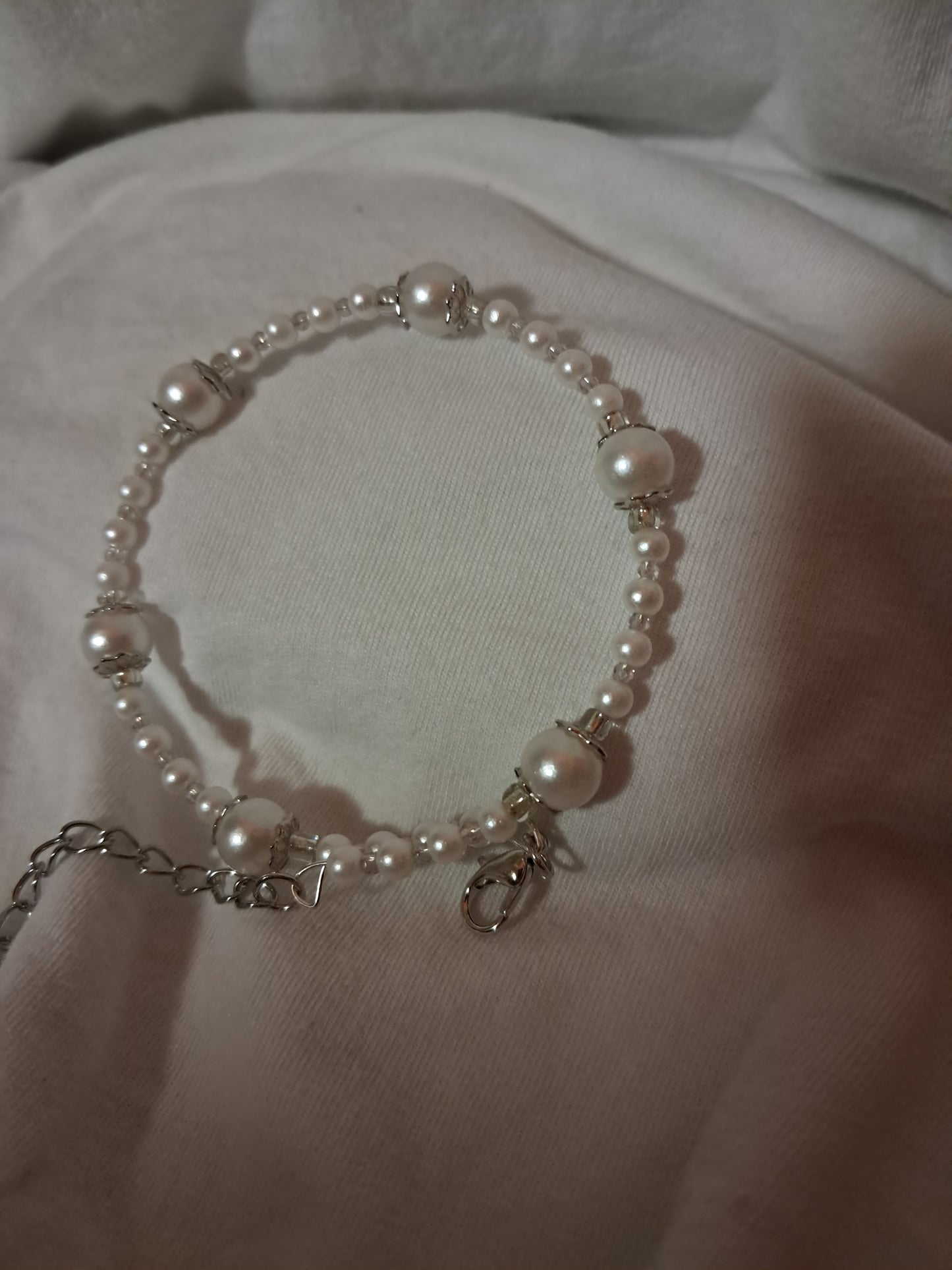 Pearl Oasis Bracelet, Stainless Steel Memory Wire, Faux Pearls