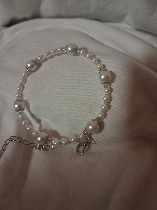 Pearl Oasis Bracelet, Stainless Steel Memory Wire, Faux Pearls
