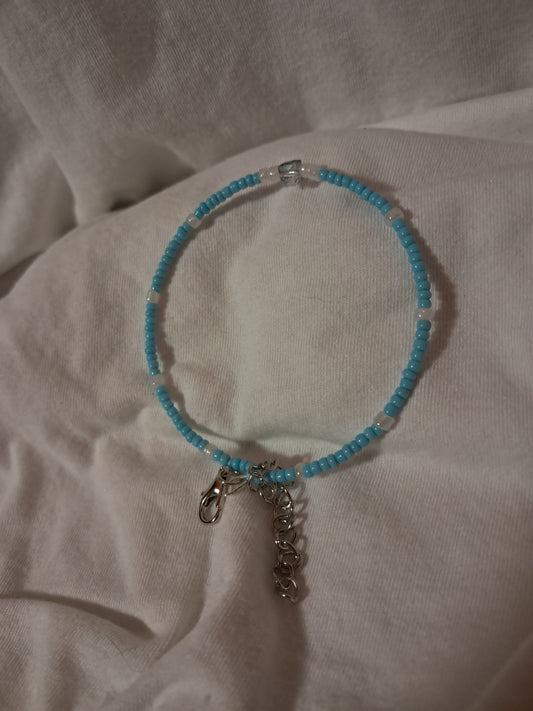 Whispers of Blue Bracelet, Stainless Steel Memory Wire, Adjustable